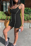 Pink Sexy Casual Solid Patchwork Spaghetti Strap Skinny Romper