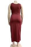 Black Fashion adult Sexy O Neck Bandage Two Piece Suits Solid