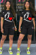 Black Fashion Active adult Ma'am Print Two Piece Suits pencil Short Sleeve Two Pieces