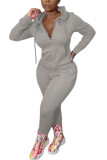 Blue Fashion adult Ma'am Street Solid Two Piece Suits pencil Long Sleeve Two Pieces