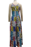 Snake Print Sexy Print Patchwork Spaghetti Strap Loose Jumpsuits