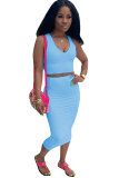 rose red Sexy Fashion Patchwork Solid A-line skirt Two-Piece Dress