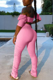 Black Fashion Sexy adult Patchwork Solid backless Draped Bandage Two Piece Suits pencil Nine Sleeves Two Pieces