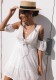 White Brief Cute V-Neck Short Sleeve Loose skirt Club Dresses