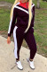 The ink purple Elastic Fly Long Sleeve Mid Patchwork Print pencil Pants