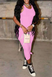 Pink Fashion Casual Solid Basic O Neck Vest Dress