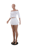 White Sexy Solid Patchwork Off the Shoulder Half Sleeve Two Pieces