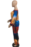 Red Sexy Print Patchwork Off the Shoulder Loose Jumpsuits