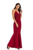 Red Fashion adult Sexy Spaghetti Strap Sleeveless Slip Slim Dress Floor-Length Patchwork Solid