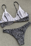 White Fashion Sexy Print Backless Swimwears