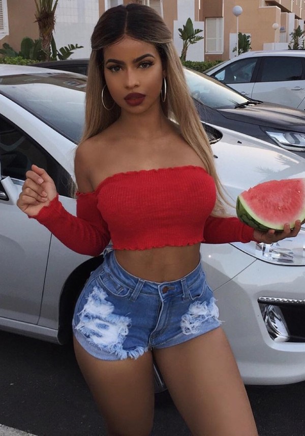 Red Casual Regular Slash neck Full Backless Solid Short Tees & T-shirts
