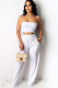White Fashion Sexy Two Piece Suits Draped Solid Loose Sleeveless
