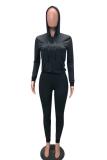 Grey Fashion adult Sexy Two Piece Suits Patchwork Dot Straight Long Sleeve Two-piece Pants Set
