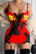 Red Sexy Street Spaghetti Strap Sleeveless Slip Pencil Dress skirt Print bandage Club Dresses