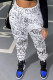 White Casual Print Loose Bottoms