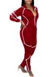 White Fashion Active adult Ma'am Patchwork Solid Two Piece Suits pencil Long Sleeve Two Pieces