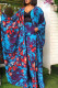 Blue Red Street Print Patchwork Buttons V Neck Long Sleeve Two Pieces