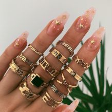Gold Fashion Street Solid Rings