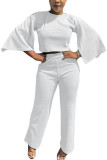 Blue Fashion adult Ma'am OL Solid Two Piece Suits Straight Three Quarter Two Pieces