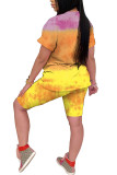 White Fashion Casual adult Ma'am Print Character Two Piece Suits Straight Short Sleeve Two Pieces
