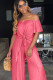 Pink Casual Fashion asymmetrical Bandage Solid crop top Straight Loose