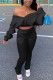 Black venetian Fashion adult Ma'am OL Solid Two Piece Suits pencil Long Sleeve Two Pieces
