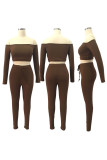 White Fashion Sexy Adult Solid Patchwork Bateau Neck Long Sleeve Regular Sleeve Short Two Pieces