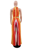 Colour Sexy Casual Patchwork Print Bandage Turtleneck Regular Jumpsuits