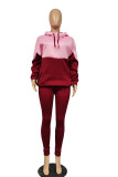 Blue Casual Solid Patchwork Hooded Collar Long Sleeve Two Pieces
