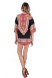 Black Fashion adult Sexy Bat sleeve Half Sleeves O neck Swagger Mini Patchwork Print
