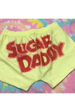 Light Purple Elastic Fly Low Print Straight shorts Bottoms