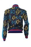 Navy Blue V Neck Slim fit Print Zippered Patchwork Print Long Sleeve Blazer & Suits &Jacket