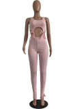 Red Fashion Casual bandage Solid Sleeveless O Neck Jumpsuits