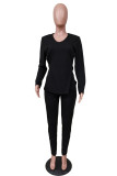 Grey Sexy Solid O Neck Long Sleeve Regular Sleeve Two Pieces