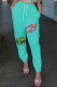 Mint green Casual Print Patchwork Harlan High Waist Harlan Positioning Print Bottoms