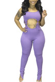 Red Fashion Casual bandage Solid Sleeveless O Neck Jumpsuits