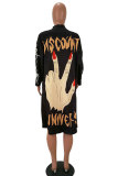 Black cardigan Print Print Blazer & Suits &Jacket