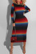 Black Daily Print O Neck Wrapped Skirt Dresses