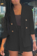 Black Casual Leopard Patchwork Turndown Collar Long Sleeve Two Pieces