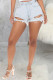 Baby Blue Sexy Casual Solid Ripped Buttons Mid Waist Straight Denim