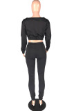 Green venetian Fashion Active adult Ma'am Solid Two Piece Suits Straight Long Sleeve Two Pieces