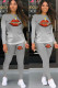 Grey Fashion Casual adult Ma'am Print Two Piece Suits pencil Long Sleeve Two Pieces