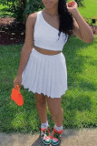 Red Fashion Sexy Solid Backless One Shoulder Sleeveless Two Pieces