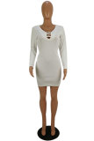 Black Sexy Fashion Cap Sleeve Long Sleeves V Neck Step Skirt skirt Club Dresses