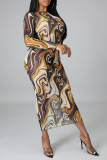 Leopard Print Casual Print Patchwork Pencil Skirt Dresses