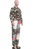 Camouflage Casual Print Long Sleeve Turndown Collar