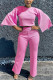 Pink Fashion adult Ma'am OL Solid Two Piece Suits Straight Three Quarter Two Pieces