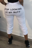 Grey Fashion Sportswear Adult Print Letter Skinny Bottoms