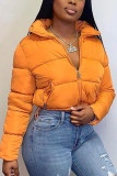 Apricot Casual Solid Turndown Collar Outerwear