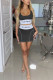 Black Fashion adult Ma'am Street Letter Patchwork Two Piece Suits Hip skirt Sleeveless Two Pieces